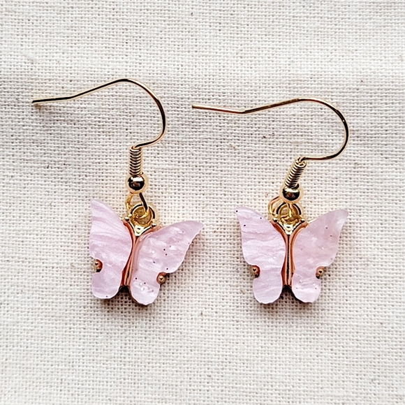 Small Pink Butterfly Earring | Fish Hook - Picture 1 of 1